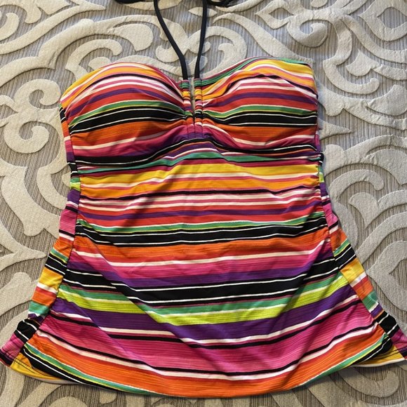 EUC Womens Ralph Lauren 2 piece Swimsuit Tankini Size 8 Multi-Colored Stripes - Picture 2 of 7